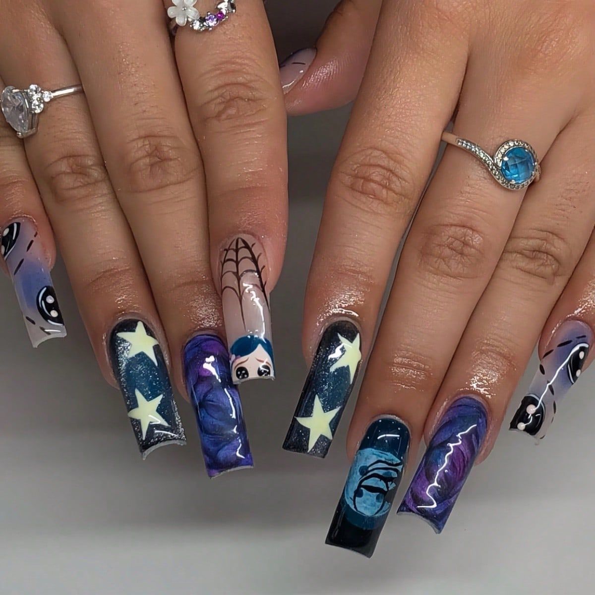 Nail Art Press On - 24 шт., глянцевые накладные ногти Y2k