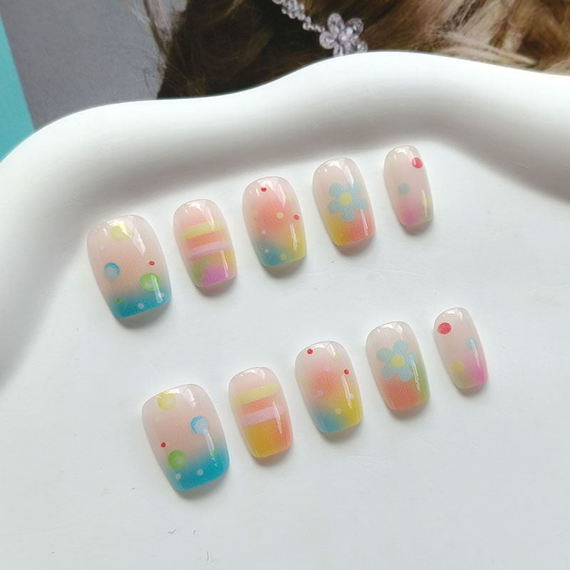 10 шт. радужных накладных ногт – обзор и цена Nail Art Ombre